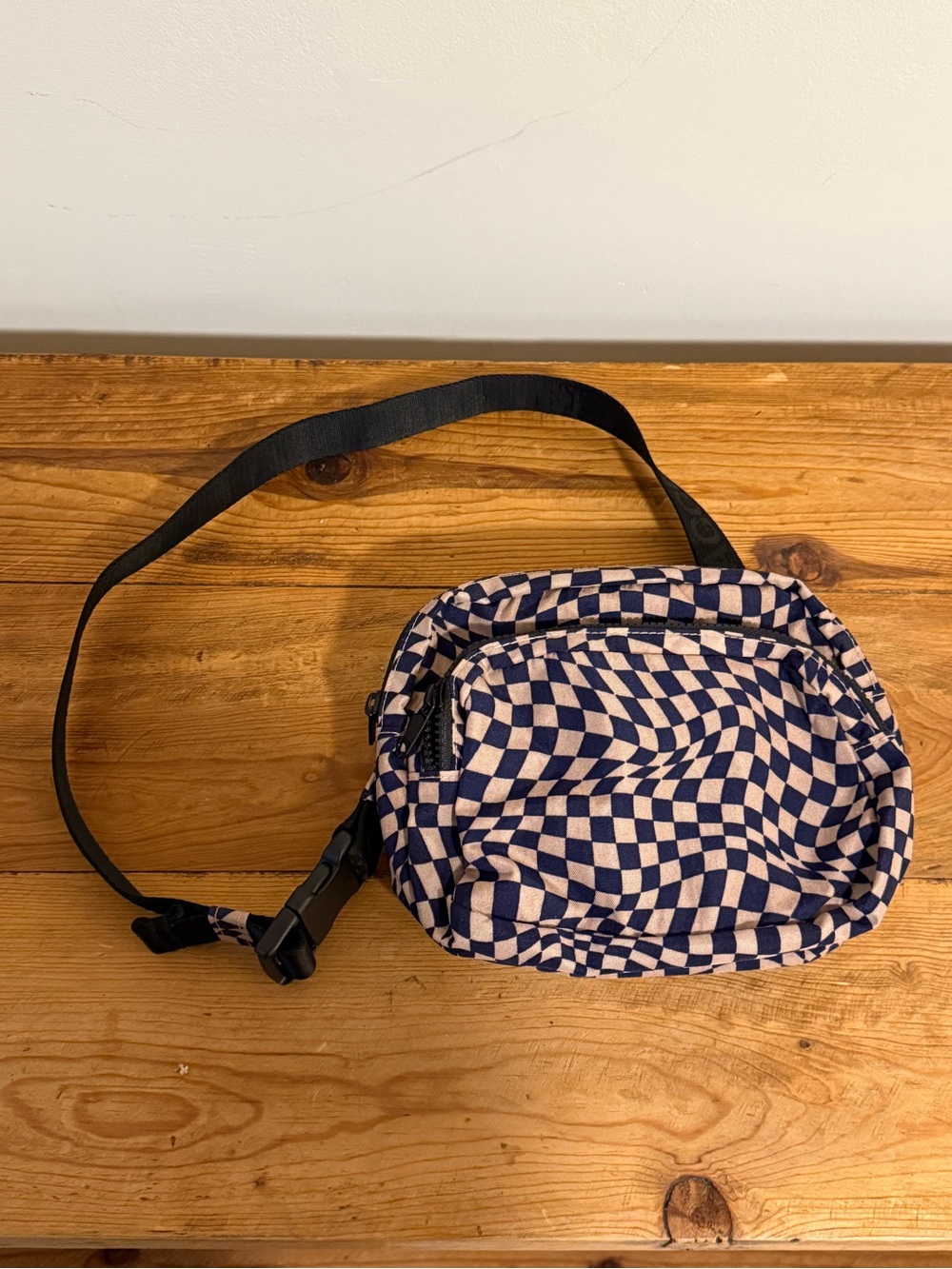 Rare Retired Baggu Nylon Fanny Pack Indigo Trippy Checker